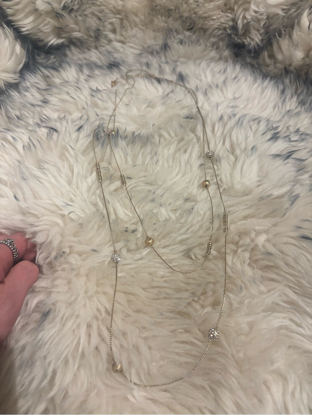 GUESS Long Layered Gold-Tone Necklace | Crystal Accents | One Size